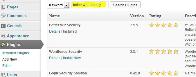installing better WP security plugin Correctly