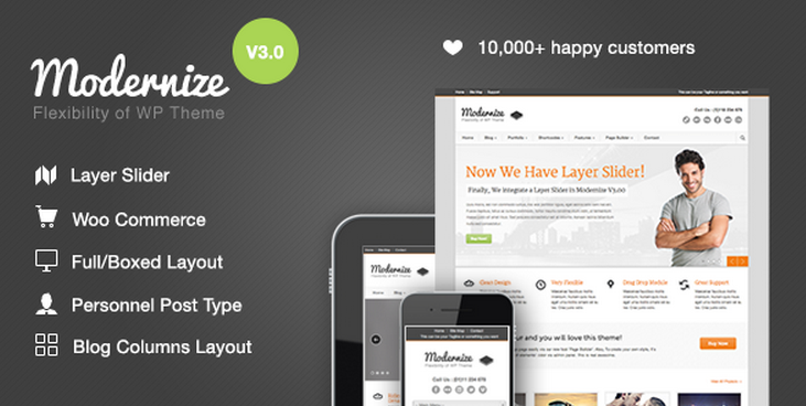 Modernize wordpress theme