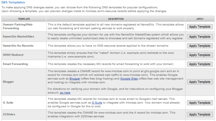 namesilo DNS tool and templates