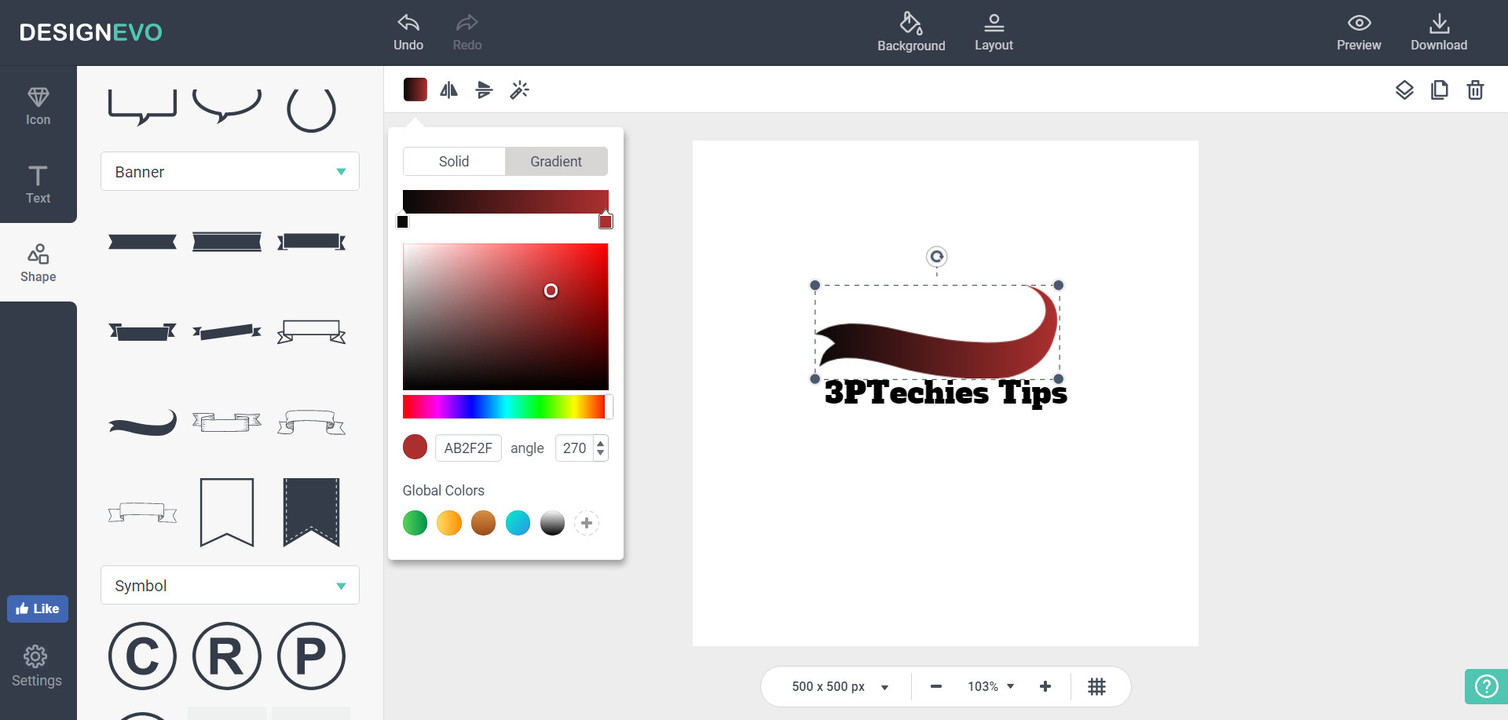 color your logo designed with DesignEvo app