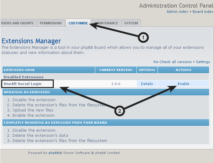 enable social login on phpBB