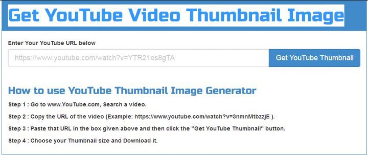 Get YouTube Video Thumbnail Image