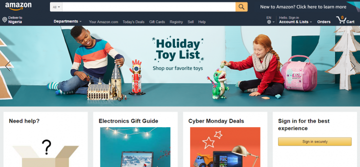 Amazon is among US Online Shopping Sites that Ships to Nigeria
