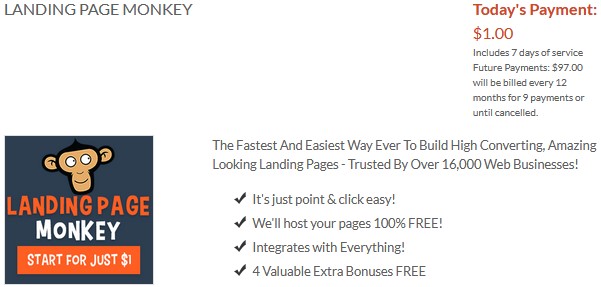 Landing Page Monkey Price