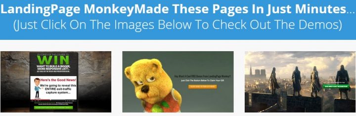 Landing page monkey features