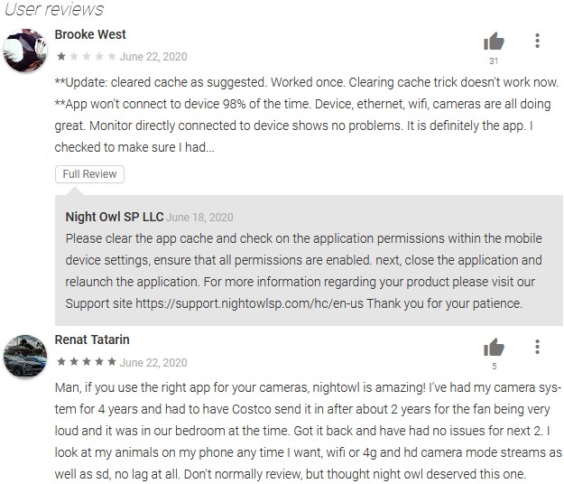 Night Owl HD App Users Reviews