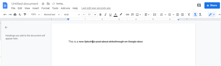 Strikethrough on Google Docs