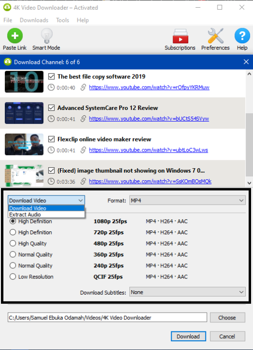 4k video downloader how to download all channel videos