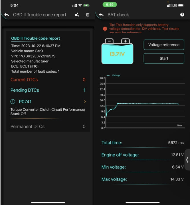 battery check report