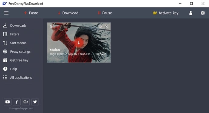 FreeGrabApp Disney Plus Video Downloader