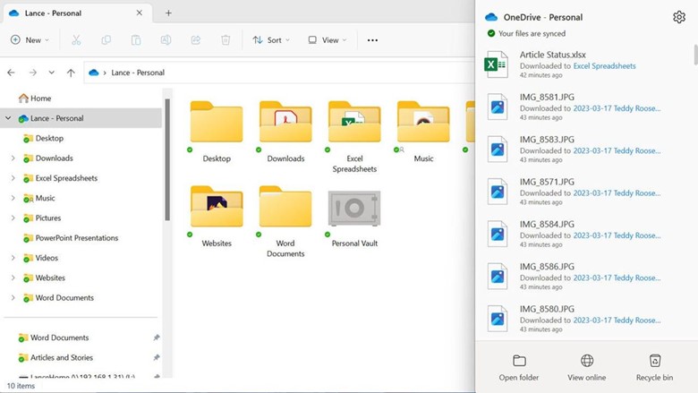 select your OneDrive account from its left sidebar