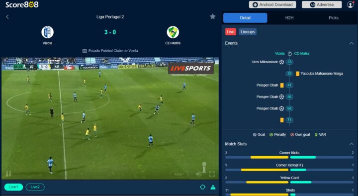 score808 live football streaming site features