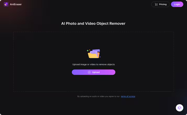 uploading image on the aniEraser for watermark removal