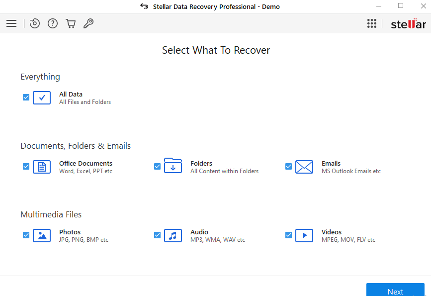 Stellar Data Recovery Interface