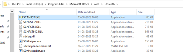 launch the SCANPST.EXE program