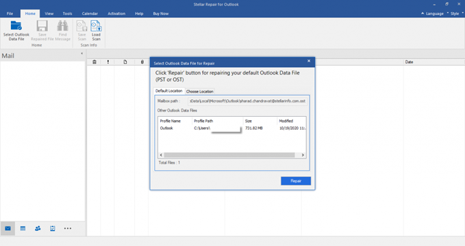 launch Stellar Repair for Outlook