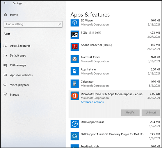 Locate the Microsoft 365 application