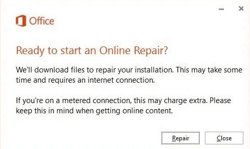 click on the Repair button again