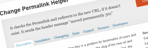 Wordpress redirection plugin; change permalink helper