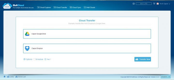 MultCloud Transfer features