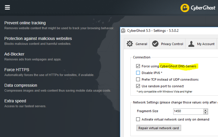 cyberghost VPN DNS servers are top-notched