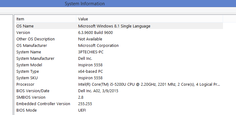 dell inspiron 15-5558 specs